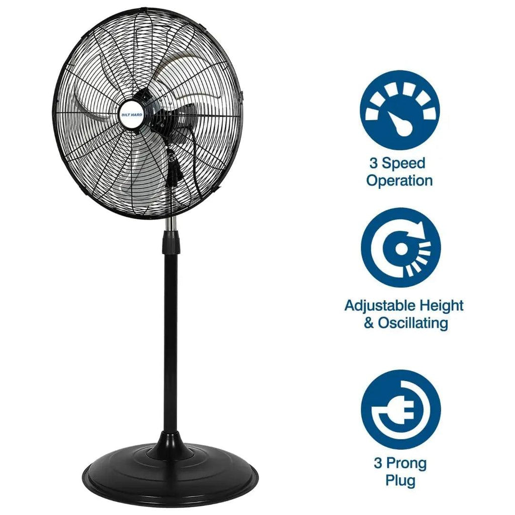 20" High Velocity Pedestal Fan, 5200 CFM 3-Speed Industrial Oscillating Stand Fan with Aluminum Blades, Heavy Duty Standing Shop Fan-Fan-Grease Monkey Garage