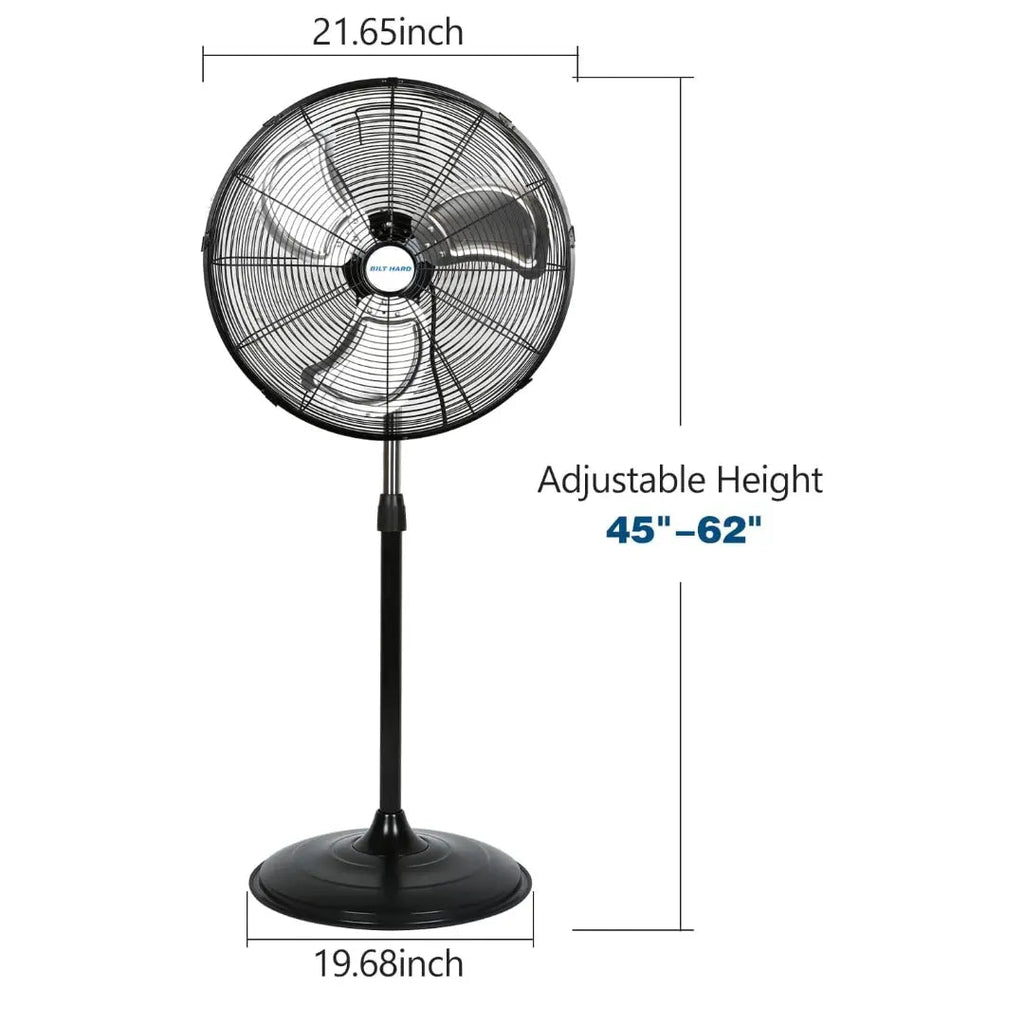 20" High Velocity Pedestal Fan, 5200 CFM 3-Speed Industrial Oscillating Stand Fan with Aluminum Blades, Heavy Duty Standing Shop Fan-Fan-Grease Monkey Garage