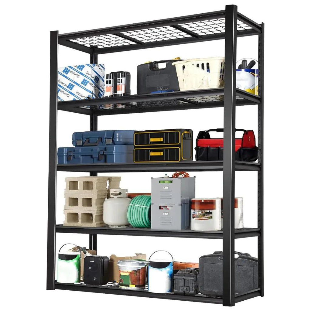 2500LBS 48" W x 18" D x 72" H Heavy Duty Garage Shelving, Adjustable 5-Tier Storage Shelves, Industrial Metal Shelving Units, Steel Organizer Wire Rack, Black-Grease Monkey Garage