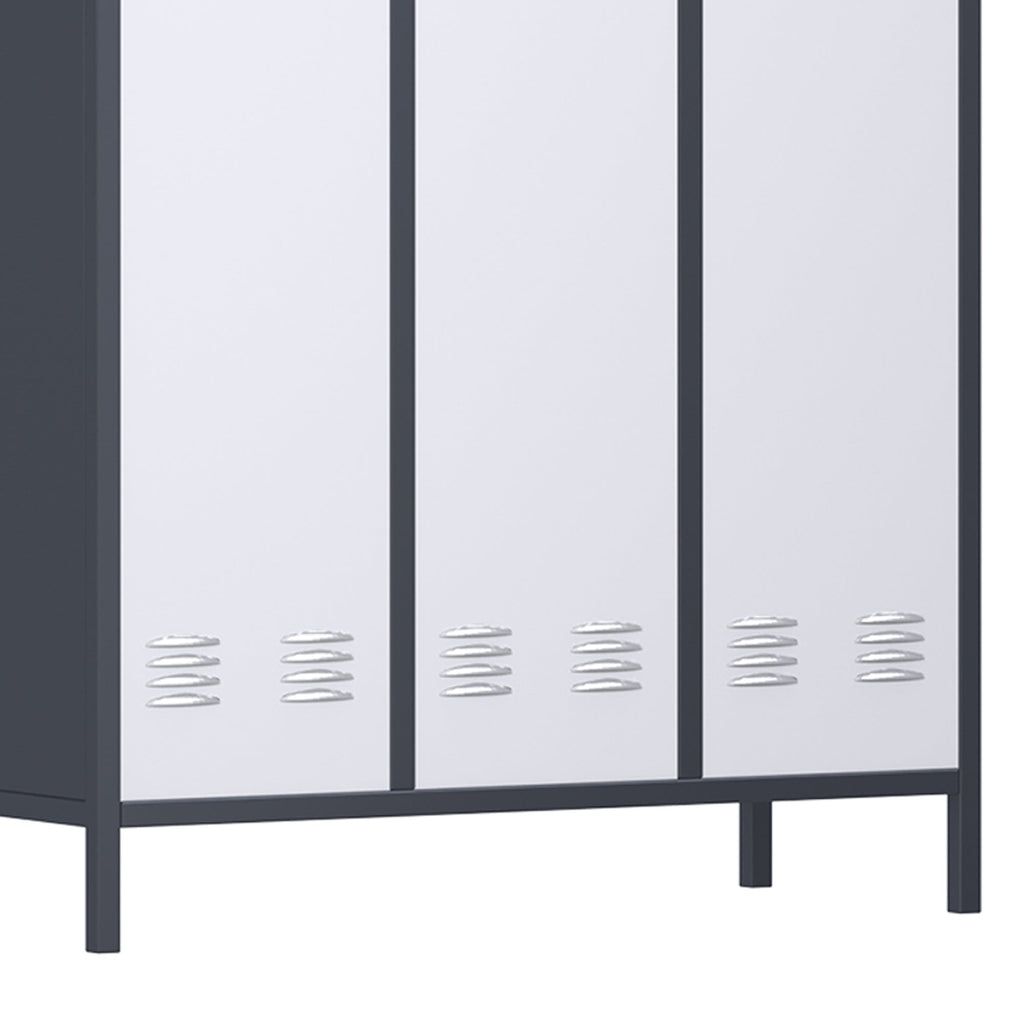 AOBABO 3 Door Steel Storage Cabinet Metal Locker for Office or Bedroom, Gray-*Furniture | Cabinets & Storage | Storage Cabinets & Lockers-Grease Monkey Garage