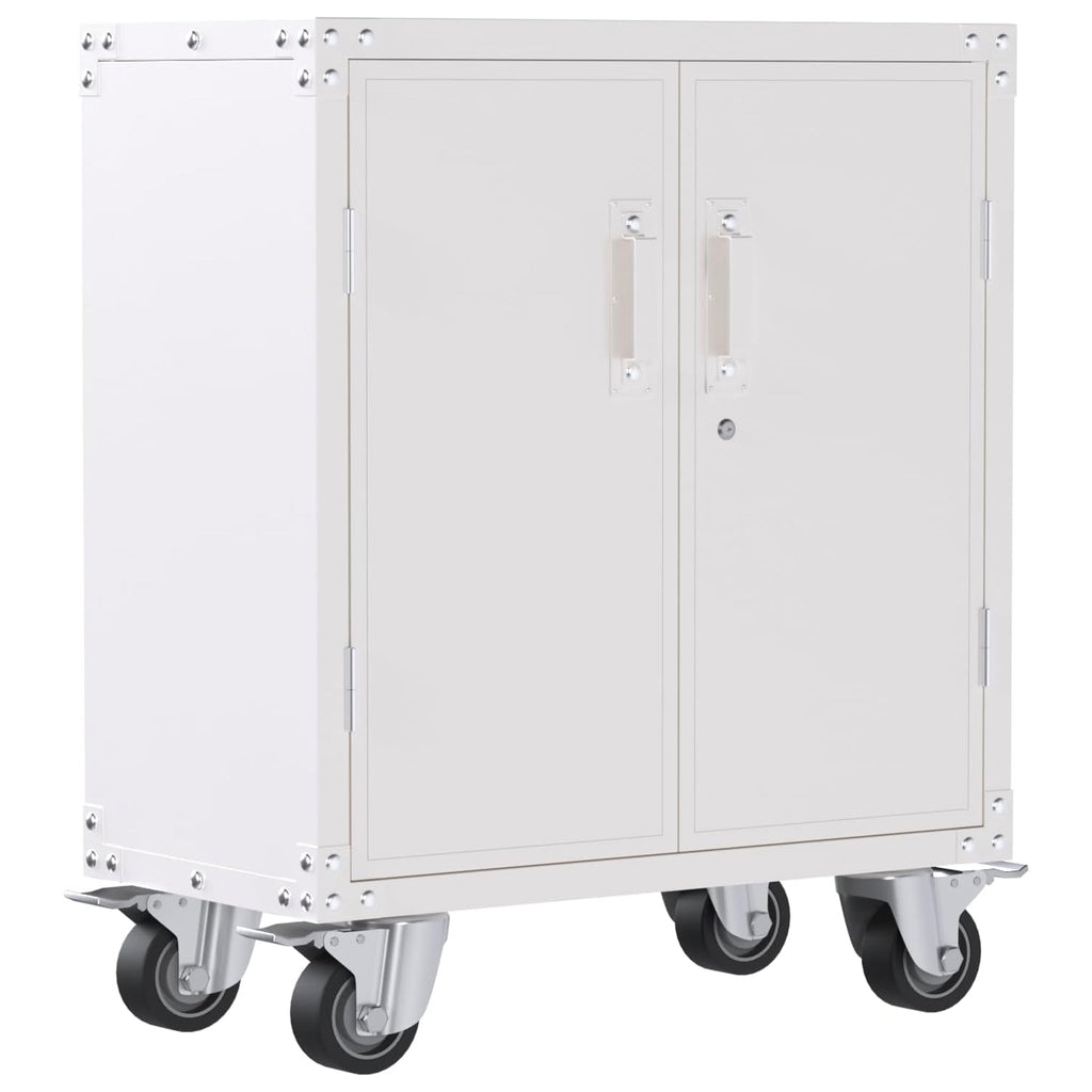 AOBABO Durable & Lockable Storage Cabinet w/Adjustable Shelves and Wheels, White-*Hardware | Hardware Accessories | Tool Storage & Organization | Tool Cabinets & Chests-Grease Monkey Garage