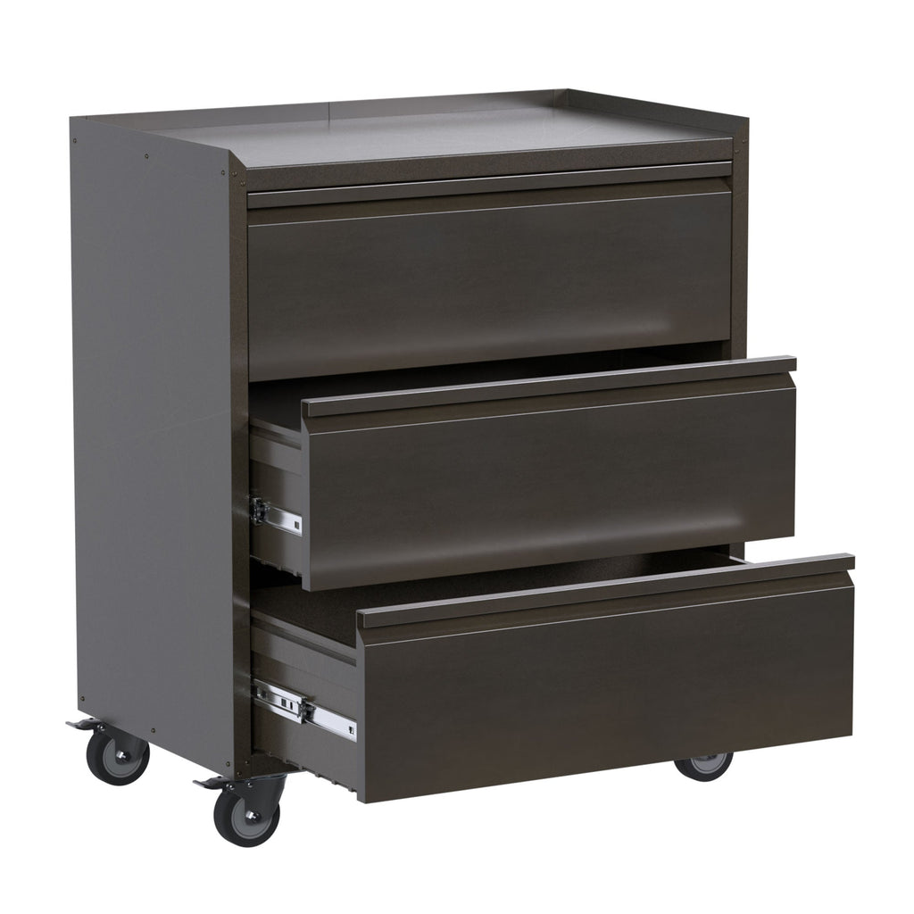 AOBABO Steel Rolling Tool Storage Chest 3 Drawer Cabinet with Wheels, Black-Hardware | Hardware Accessories | Tool Storage & Organization | Tool Cabinets & Chests-Grease Monkey Garage