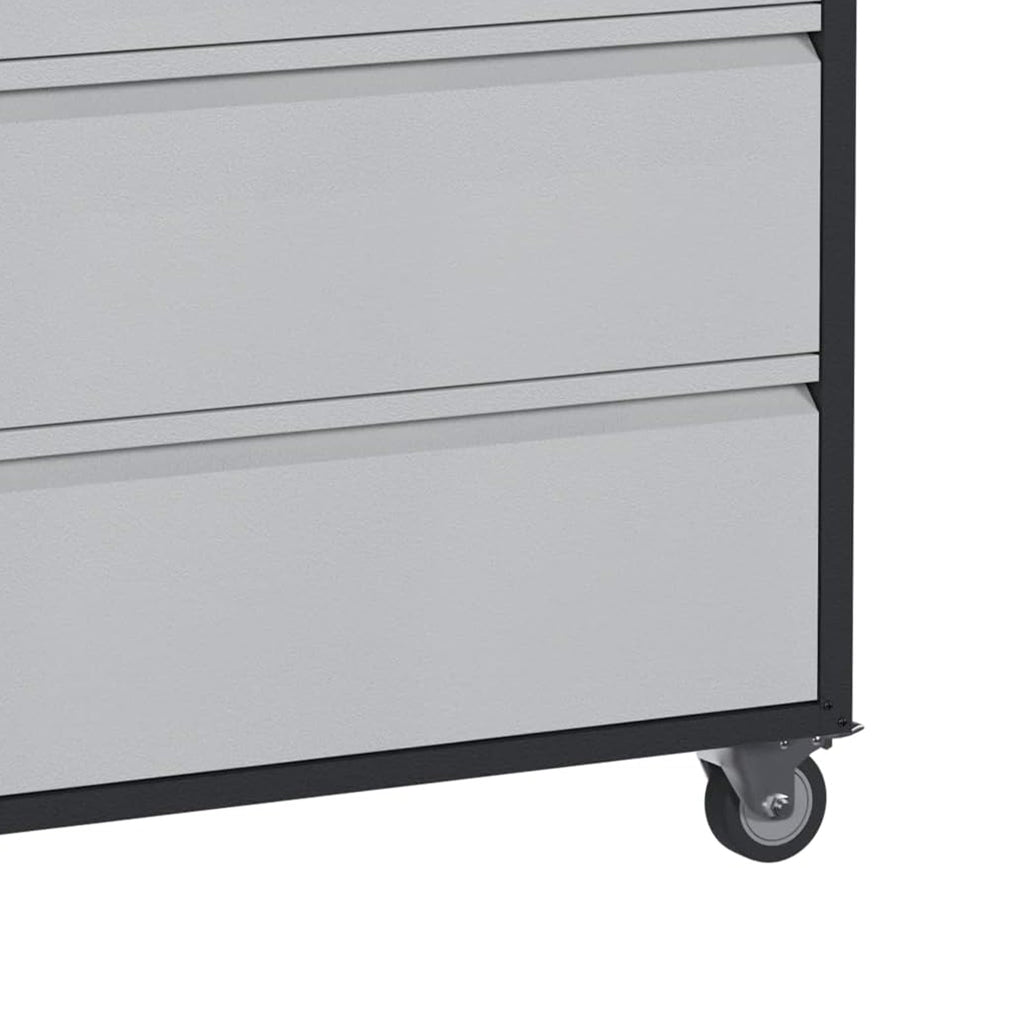 AOBABO Steel Rolling Tool Storage Chest 3 Drawer Cabinet with Wheels, Black/Grey-Office Supplies | Filing & Organization | File Boxes-Grease Monkey Garage