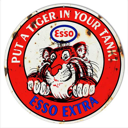 Aged Esso Put a Tiger in Your Tank Metal Sign-Metal Signs-Grease Monkey Garage