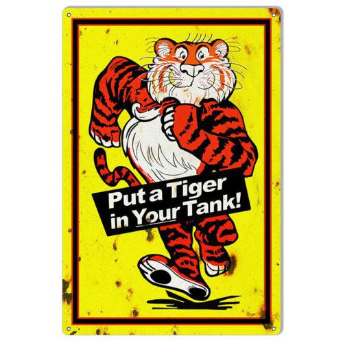 Aged Esso Put a Tiger in Your Tank Metal Sign-Metal Signs-Grease Monkey Garage