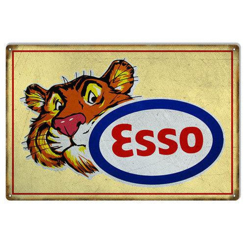 Aged Esso Tiger Metal Sign-Metal Signs-Grease Monkey Garage