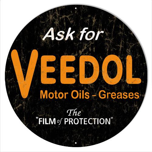 Aged Veedol Motor Oil Metal Sign-Metal Signs-Grease Monkey Garage