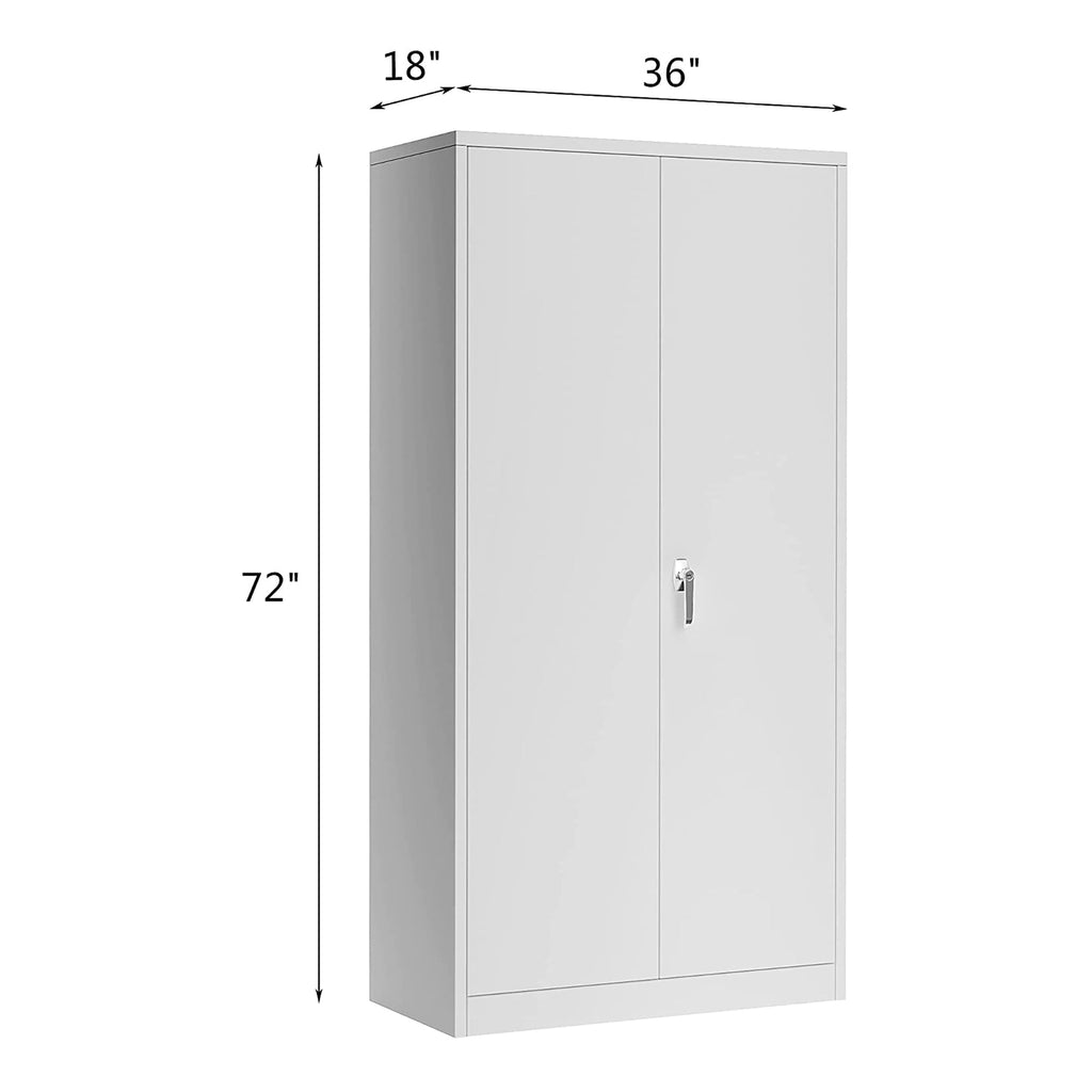 Aobabo 72 Inch Double Door Locking Storage Cabinet with Adjustable Shelves, Gray-*Furniture | Cabinets & Storage | Storage Cabinets & Lockers-Grease Monkey Garage