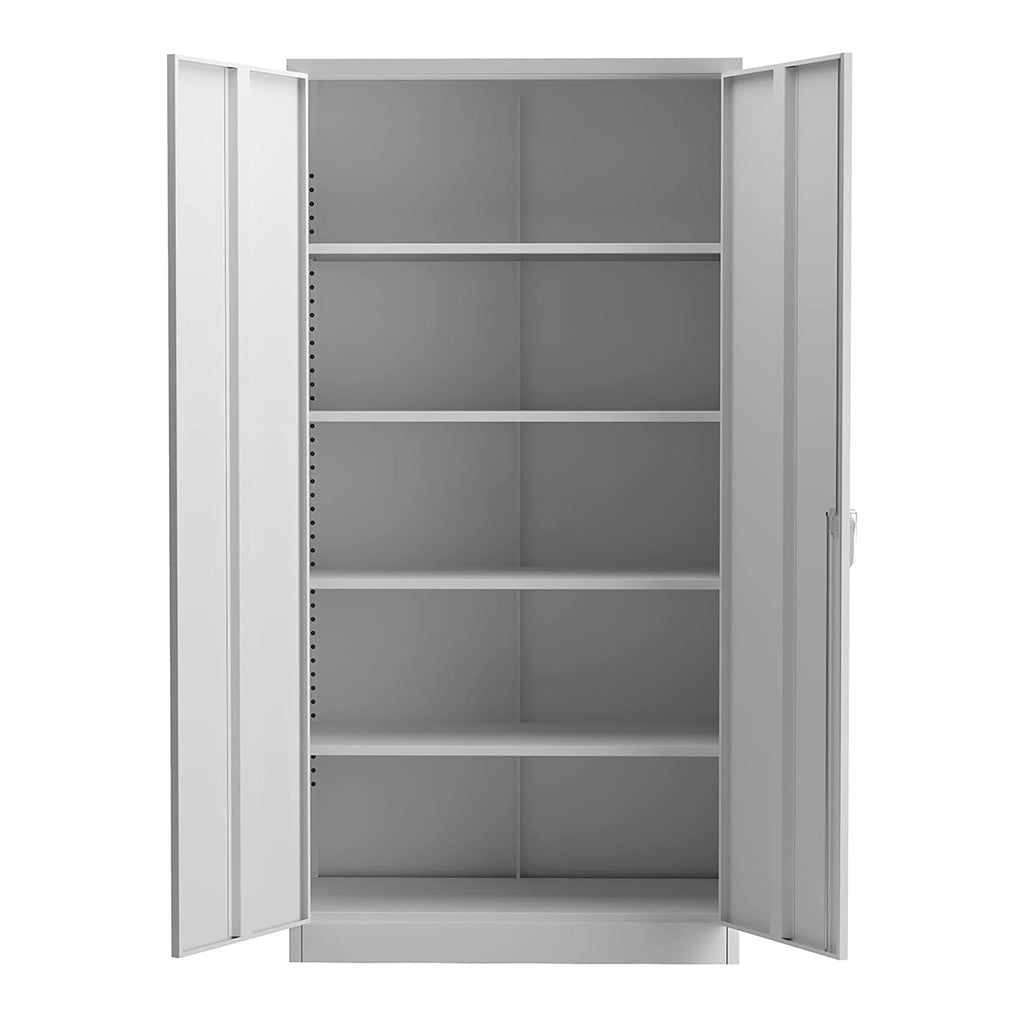 Aobabo 72 Inch Double Door Locking Storage Cabinet with Adjustable Shelves, Gray-*Furniture | Cabinets & Storage | Storage Cabinets & Lockers-Grease Monkey Garage