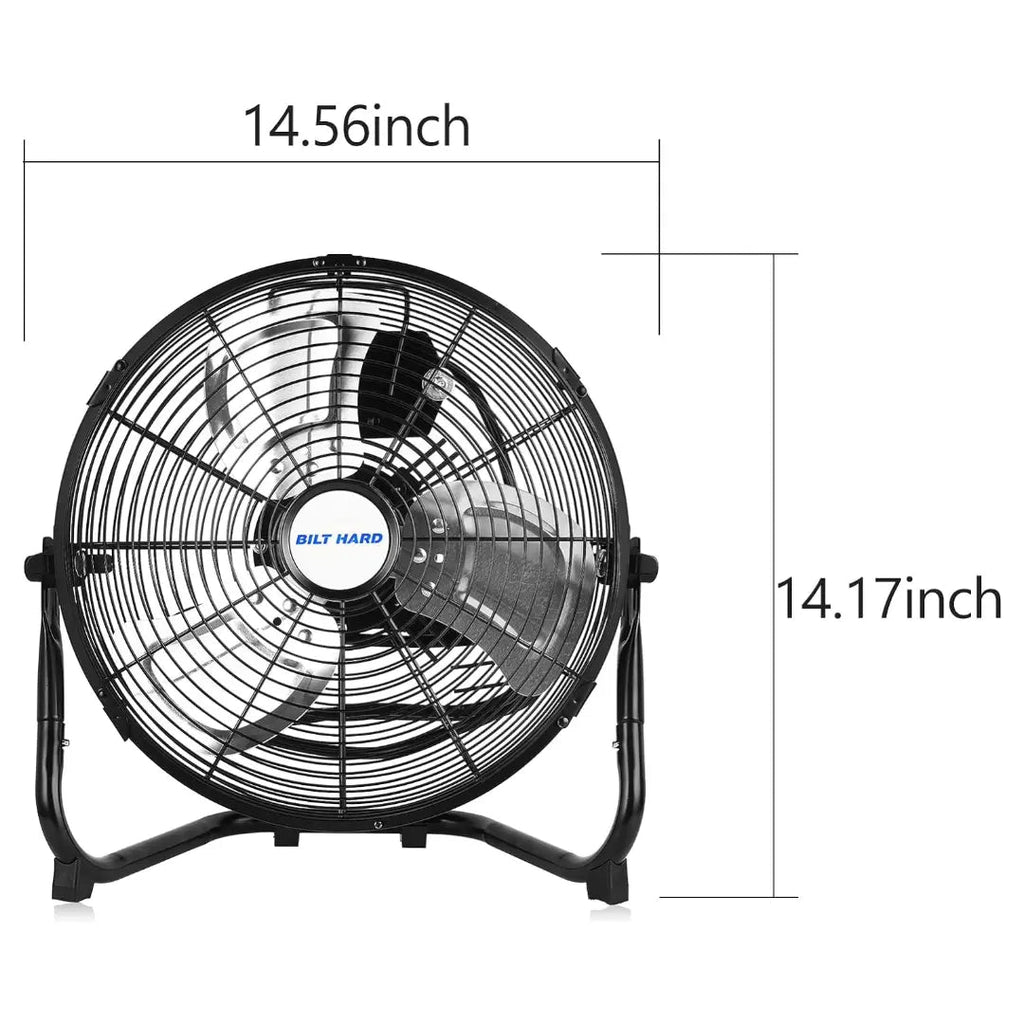 BILT HARD 12" 3-Speed High Velocity Heavy Duty Metal Floor Fan, 1650 CFM, 180-Degree Tilt, Powerful Airflow Fan-Fan-Grease Monkey Garage