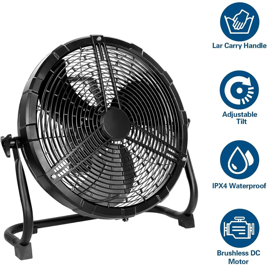 BILT HARD 12 Inch Battery Operated Outdoor Portable Misting Fan, Rechargeable Portable Floor Fan with 15600mAh Detachable Battery for Outside-Fan-Grease Monkey Garage