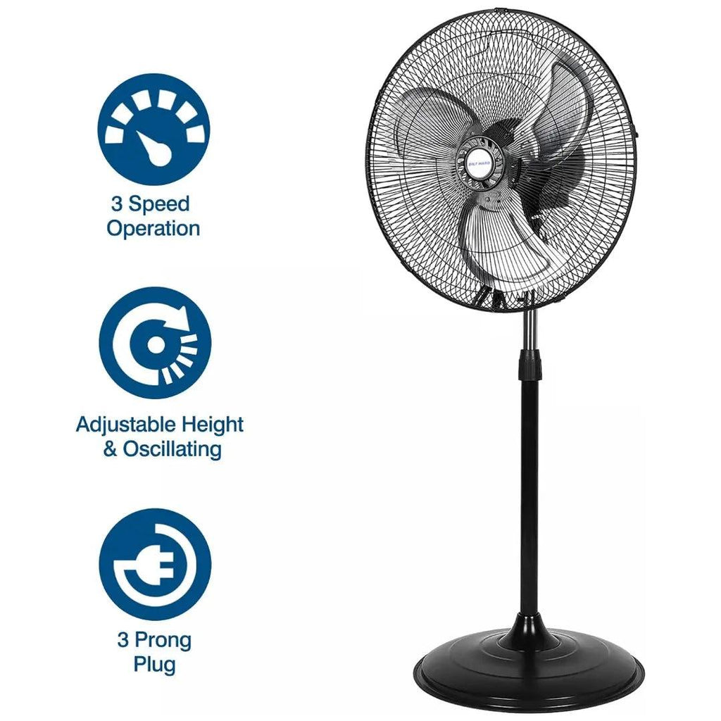 BILT HARD 18" High Velocity Pedestal Oscillating Fan, 3-Speed Industrial Standing Fan with Aluminum Blades, 3850 CFM Heavy Duty Metal Shop Fan-Fan-Grease Monkey Garage