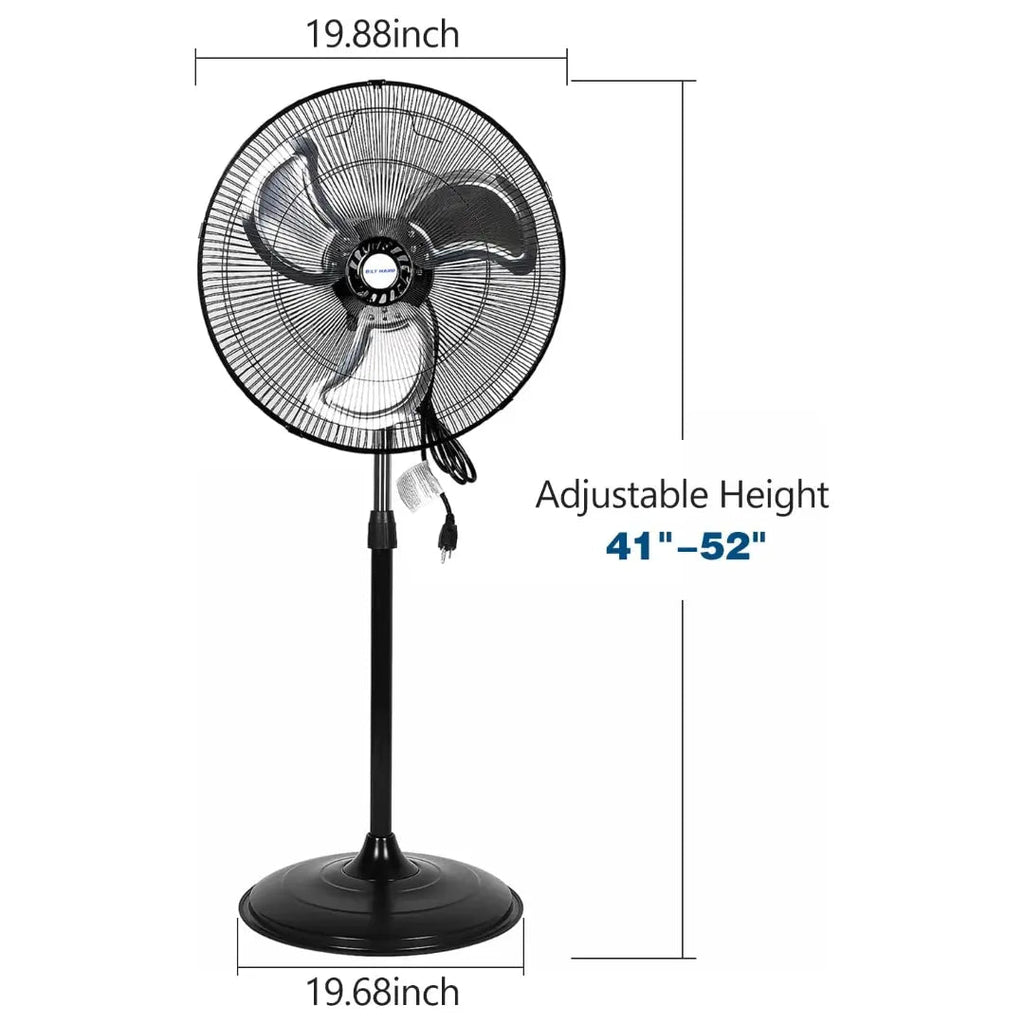 BILT HARD 18" High Velocity Pedestal Oscillating Fan, 3-Speed Industrial Standing Fan with Aluminum Blades, 3850 CFM Heavy Duty Metal Shop Fan-Fan-Grease Monkey Garage