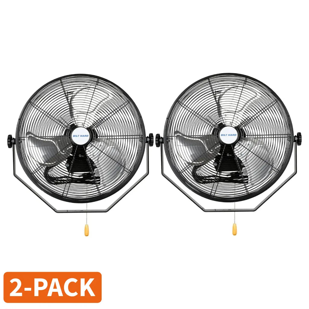 BILT HARD 18" Industrial Wall Mount Fan, 3-Speeds High Velocity Wall Fan with Sealed Motor, 4300 CFM Heavy Duty Metal Barn Fans-Fan-Grease Monkey Garage