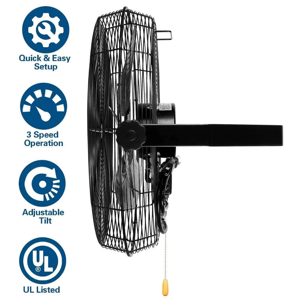 BILT HARD 20 inch Industrial Wall Mount Fan, 4600 CFM 3-Speed High Velocity Wall Fan with Sealed Motor, Heavy Duty Metal Barn Fans UL Listed-Fan-Grease Monkey Garage