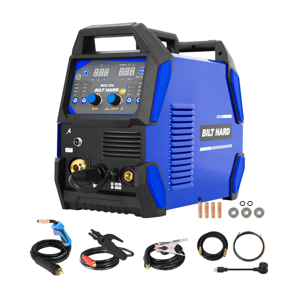 BILT HARD 200A MIG Welder, MIG/Flux Core MIG/Lift TIG/Stick 4-in-1 Welding Machine w/IGBT Inverter, 110V/220V Multi-Process Welder with Screen Display-Welder-Grease Monkey Garage