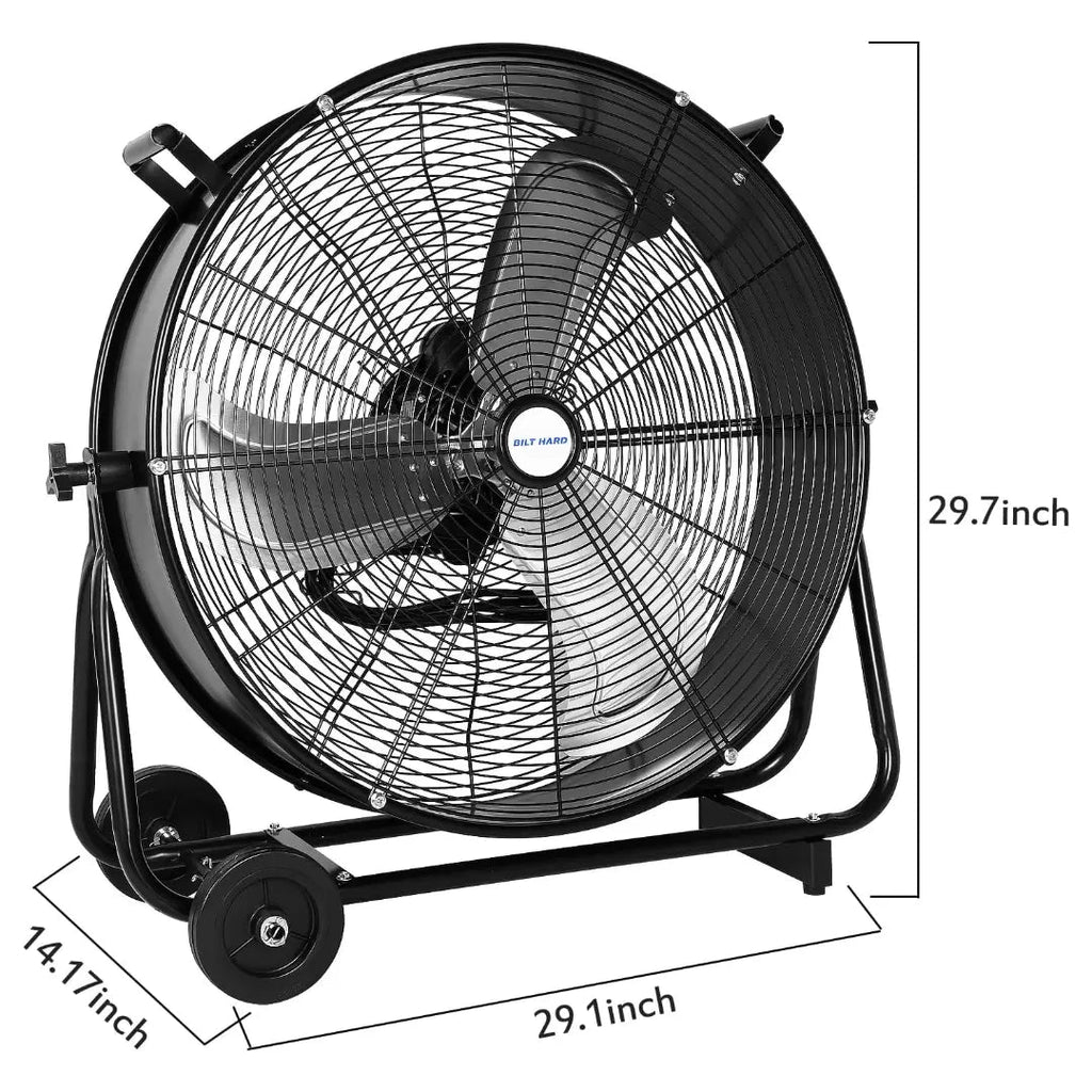 BILT HARD 24" 8100 CFM High Velocity Industrial Drum Fan, 3-Speed Heavy Duty Metal Shop Fan, UL Listed-Fan-Grease Monkey Garage