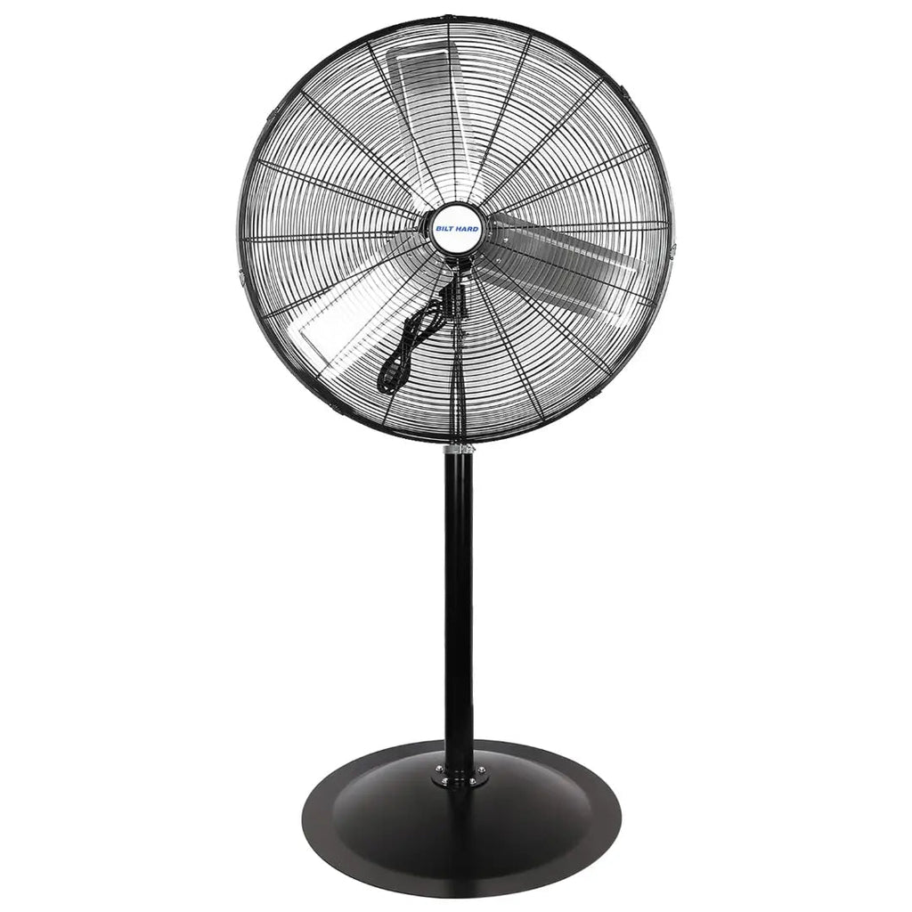 BILT HARD 24" High Velocity Pedestal Oscillating Fan, 6450 CFM 3-Speed Heavy Duty Industrial Standing Fan with Aluminum Blades and Adjustable Height, Metal Shop Fan-Fan-Grease Monkey Garage