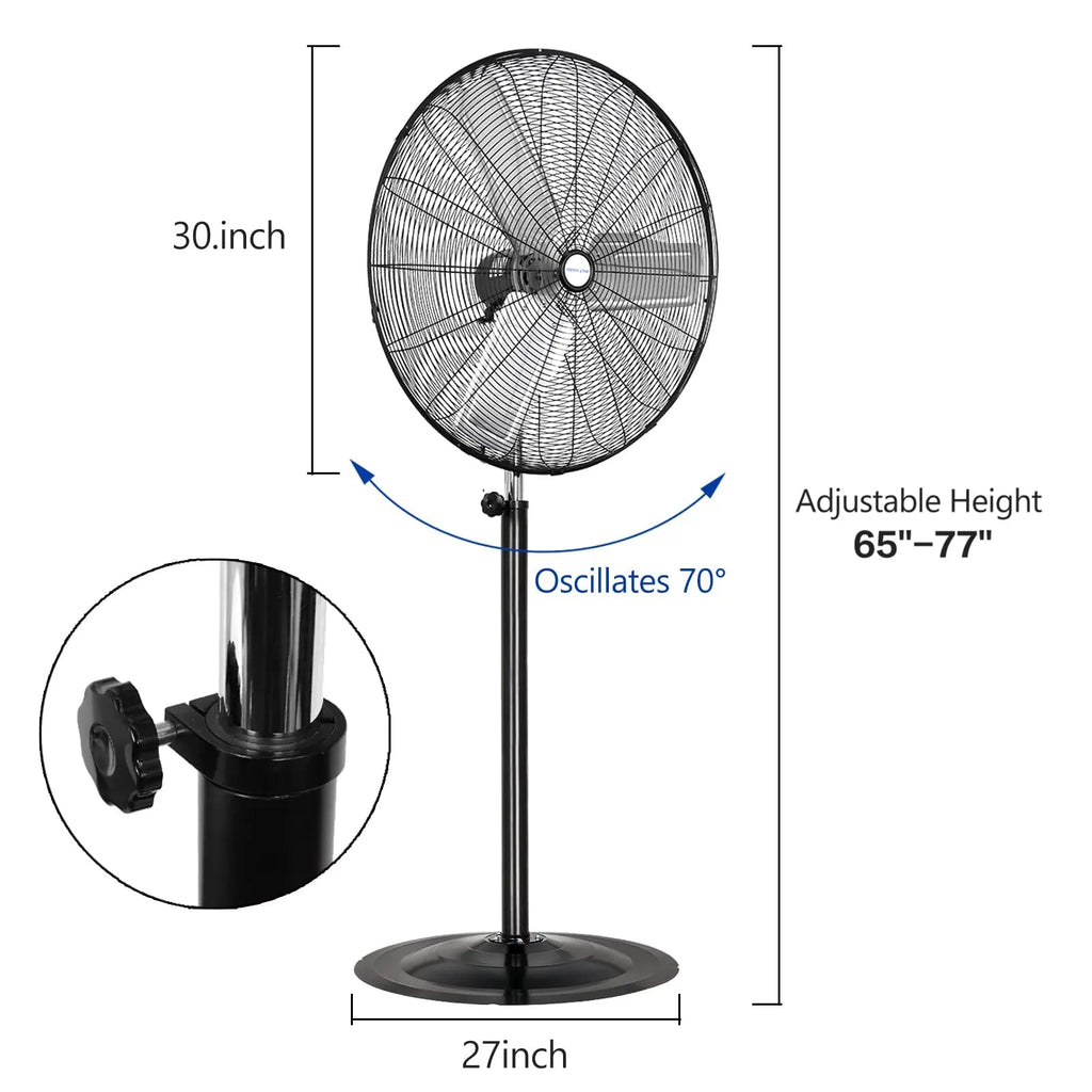 BILT HARD 30" High-Velocity Industrial Pedestal Fan - 3-Speed, Adjustable Height, Aluminum Blades-Fan-Grease Monkey Garage