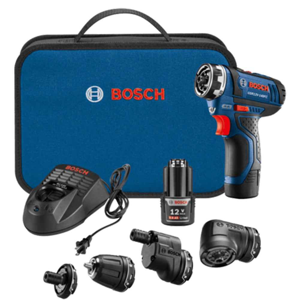 Bosch 5-In-1 Drill/Driver with Flexiclick System and 12 Volt 2.0 Ah Batteries-*Hardware | Tools | Drills | Handheld Power Drills-Grease Monkey Garage