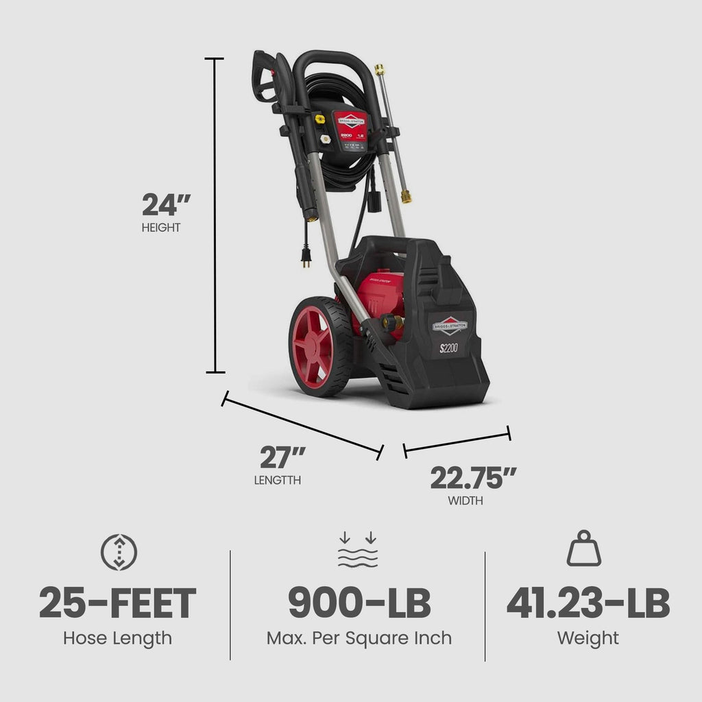 Briggs & Stratton 2200 Max PSI/1.2 Max GPM Electric Pressure Washer w/25 ft Hose-Home & Garden | Lawn & Garden | Outdoor Power Equipment | Pressure Washers-Grease Monkey Garage