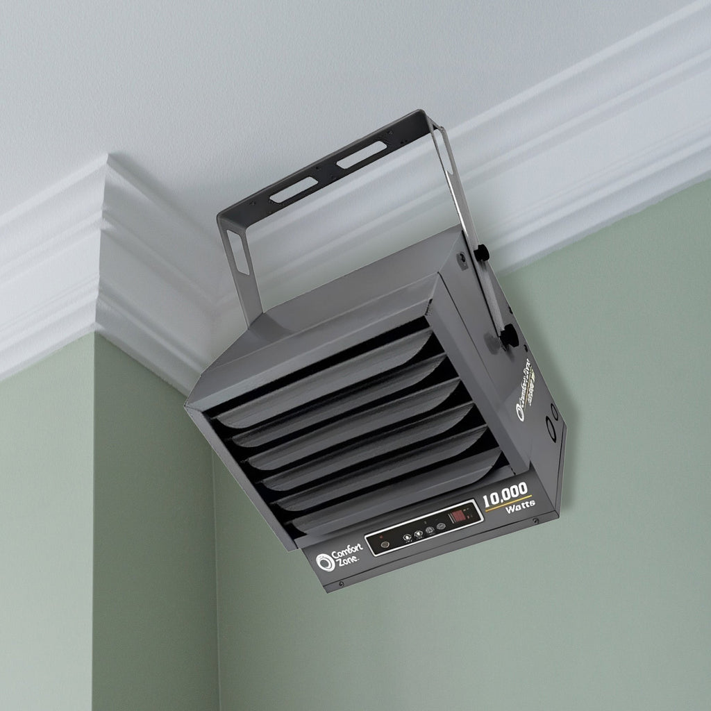 Comfort Zone 10,000W Fan Forced Ceiling Mount Industrial Heater, Charcoal Gray-*Home&Garden | Household Appliances | Climate Control Appliances | Space Heaters-Grease Monkey Garage