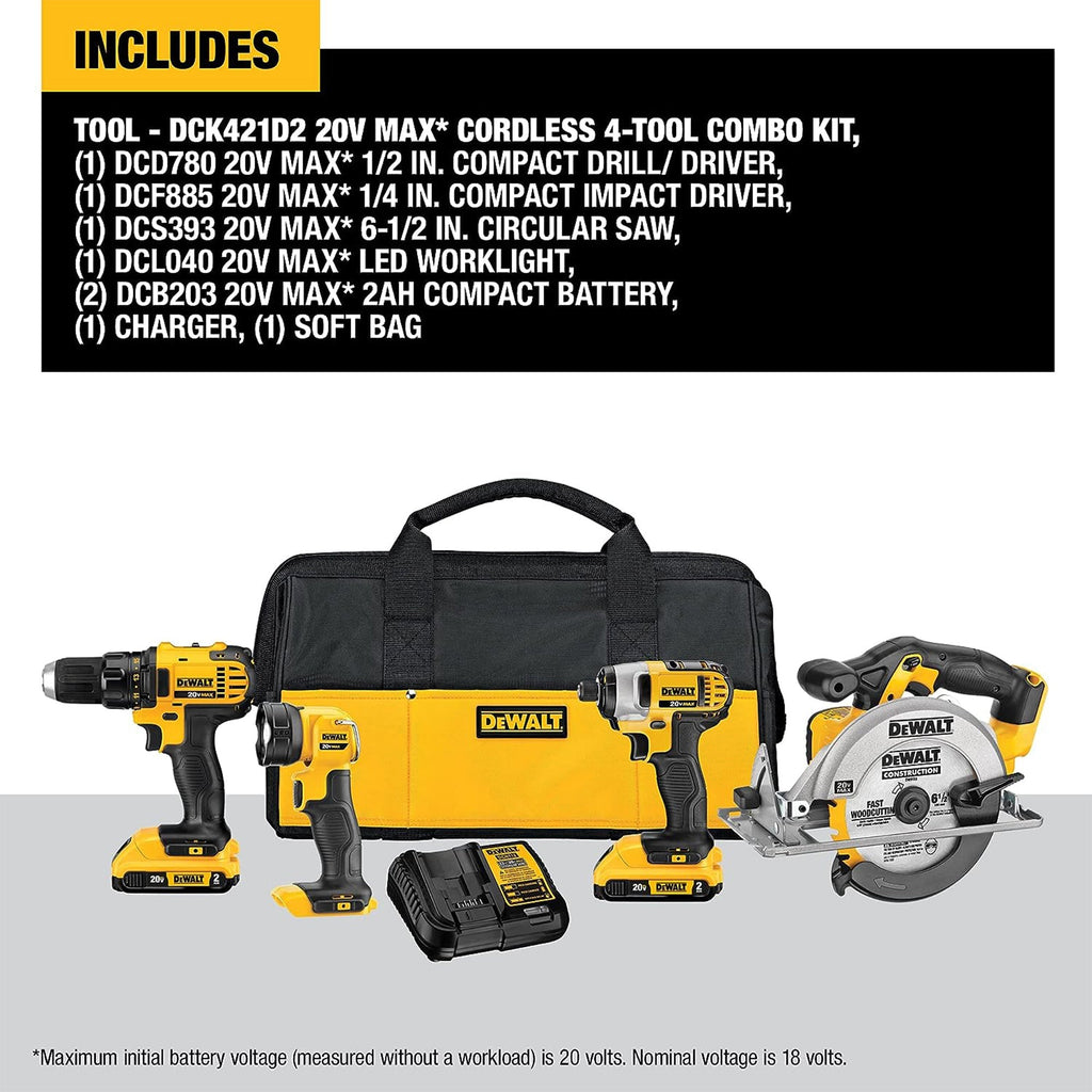 DeWalt 20V MAX Brushless Motor Drill/Driver, Impact Driver, Saw Hand Tool Set-*Hardware | Tools | Drills | Handheld Power Drills-Grease Monkey Garage