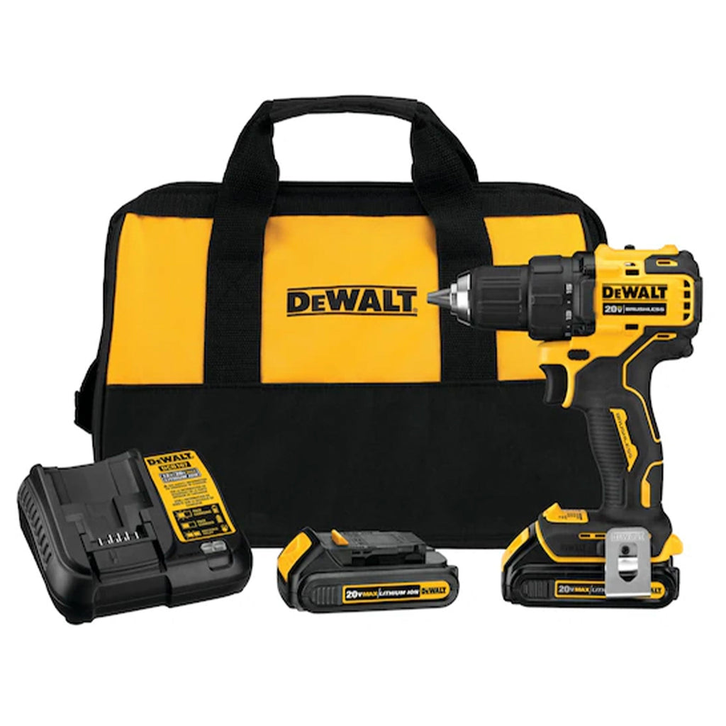 DeWalt ATOMIC 20 Volt 0.5 Inch Brushless Motor Drill Driver Kit Hand Tool Set-*Hardware | Tools | Drills | Handheld Power Drills-Grease Monkey Garage