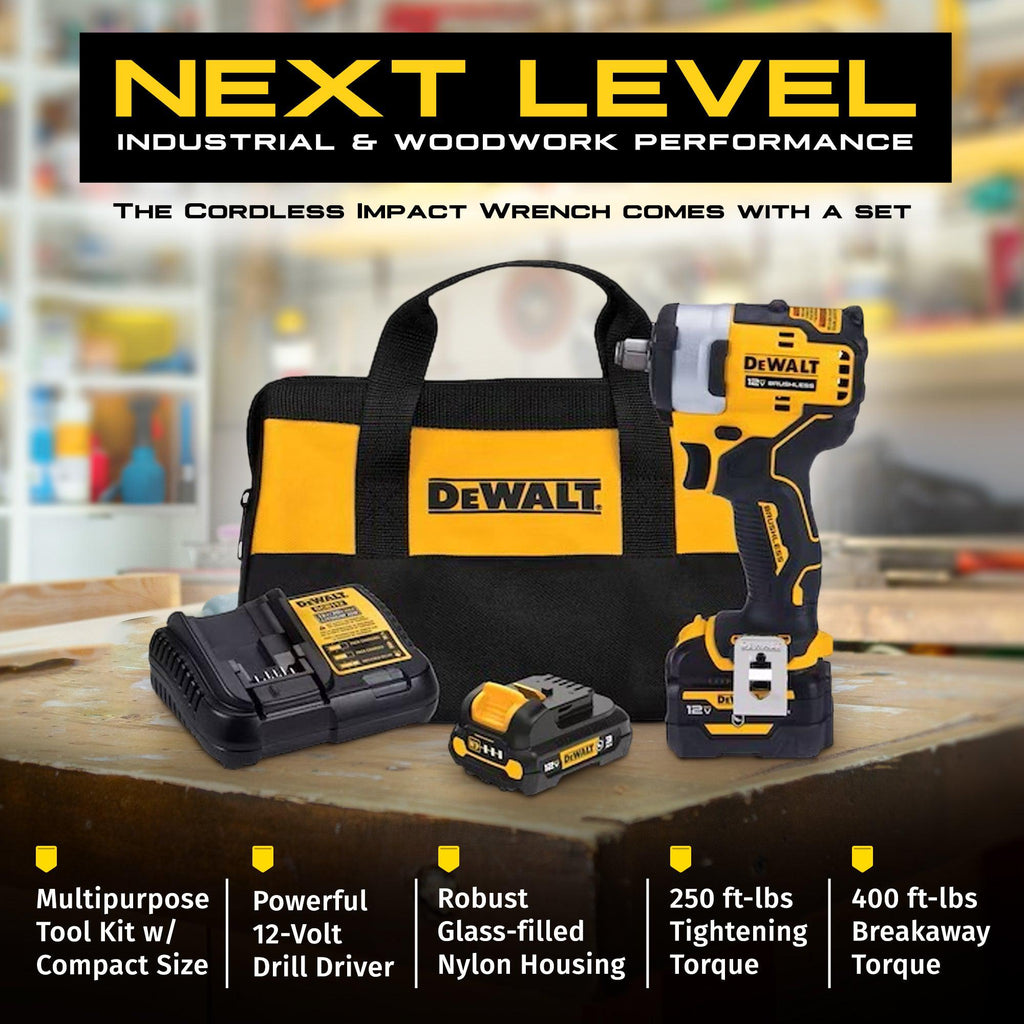 DeWalt XTREME 12V MAX Brushless 1/2" Cordless Impact Wrench Kit with LED Ring-*Hardware | Tools | Impact Wrenches & Drivers-Grease Monkey Garage