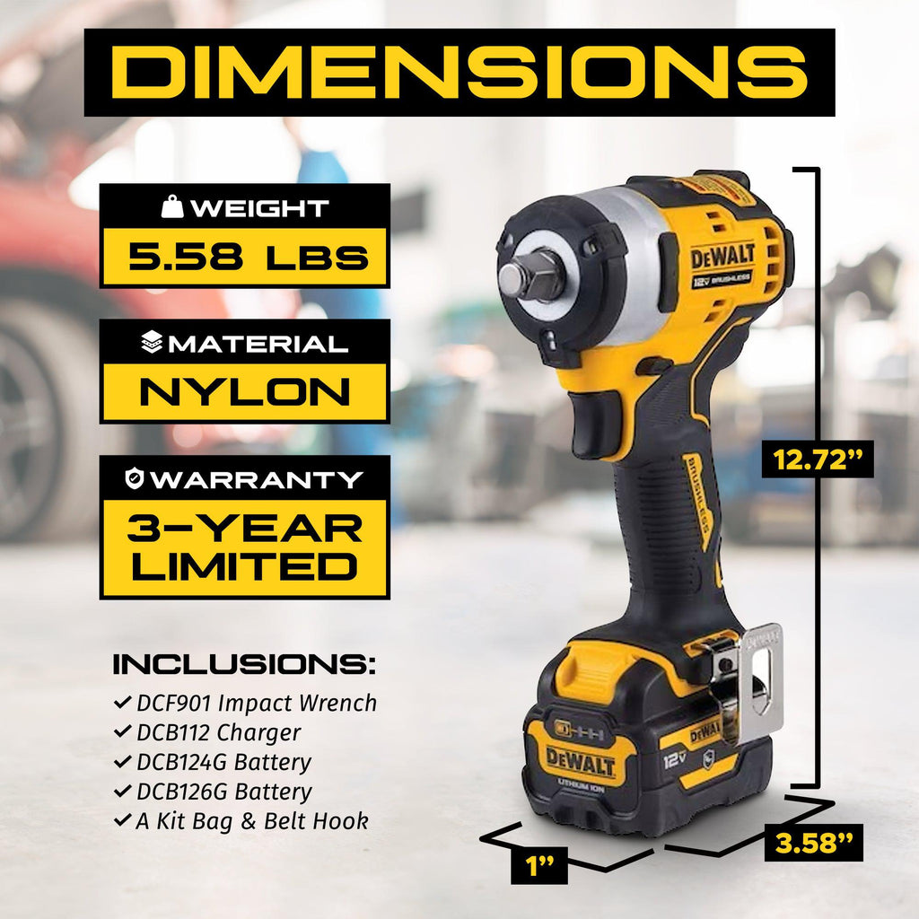 DeWalt XTREME 12V MAX Brushless 1/2" Cordless Impact Wrench Kit with LED Ring-*Hardware | Tools | Impact Wrenches & Drivers-Grease Monkey Garage