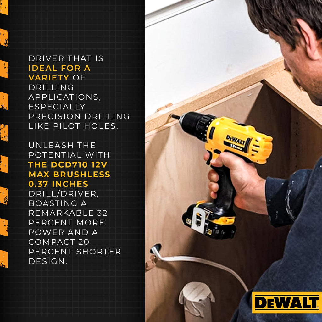 Dewalt 12V MAX Cordless Driver and Drill Hand Tool Set with 45 Drill Bits, Black-*Hardware | Tools | Drills | Handheld Power Drills-Grease Monkey Garage