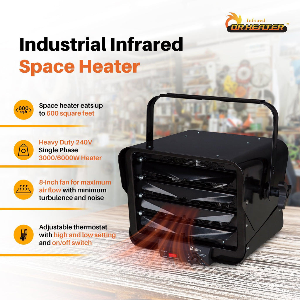 Dr. Heater DR966 240V Hardwired Garage Commercial Heater, 3000W/6000W, Black-Home & Garden | Household Appliances | Climate Control Appliances | Space Heaters-Grease Monkey Garage