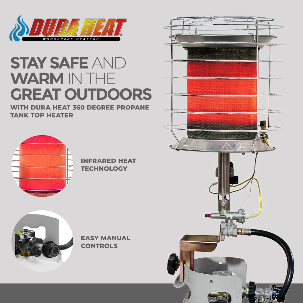 Dura Heat 360 Degree Outdoor Steel Propane Tank Top Heater w/ Safety Shutoff-*Home&Garden | Household Appliances | Climate Control Appliances | Patio Heaters-Grease Monkey Garage