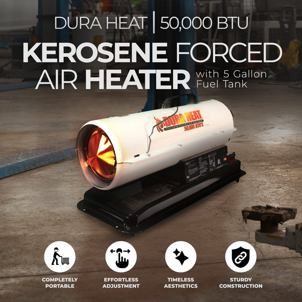 Dura Heat 50,000 BTU Portable Kerosene Forced Air Heater with 5 Gallon Fuel Tank-Home & Garden | Household Appliances | Climate Control Appliances | Space Heaters-Grease Monkey Garage