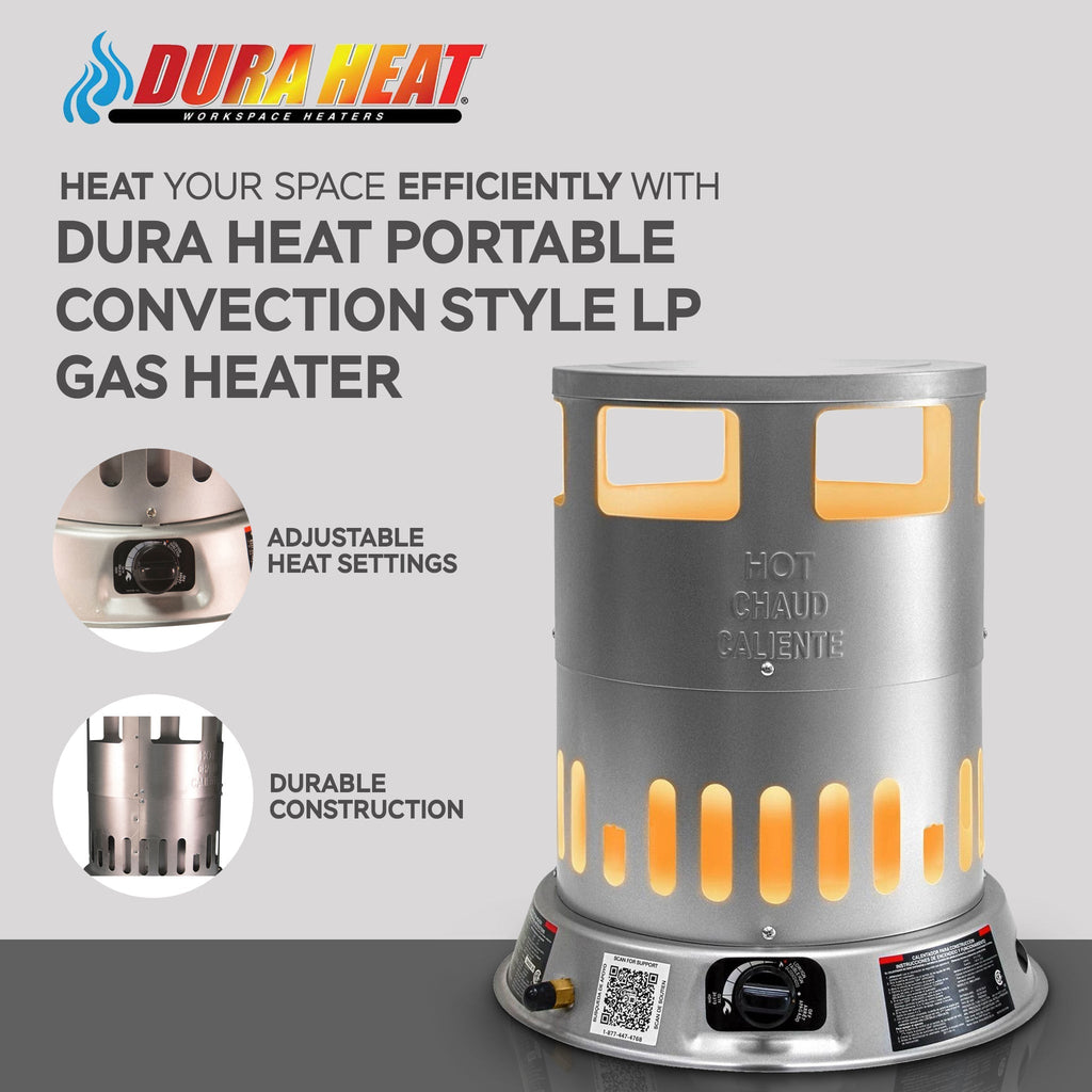 Dura Heat Portable 80000 BTU Convection Style LP Gas Heater, 2000 Sq Ft Coverage-*Home&Garden | Household Appliances | Climate Control Appliances | Space Heaters-Grease Monkey Garage