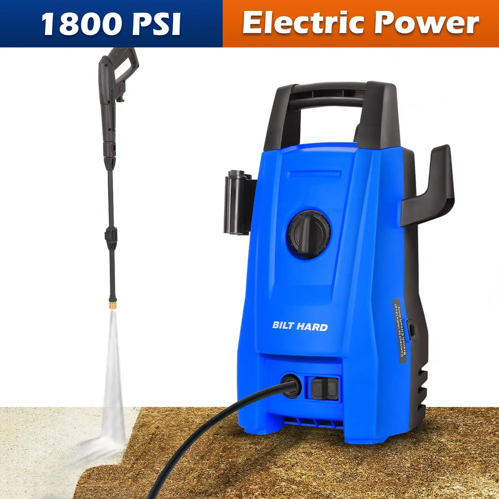 Electric Pressure Washer, 1800 PSI 1.7 GPM Power Washer, Ultra Compact, Lightweight, with 2 Spray Nozzles, 20 Ft Hose, 35 Ft Power Cord, Foam Cannon, for Cleaning Cars, Driveway, Fencing-Pressure Washer-Grease Monkey Garage