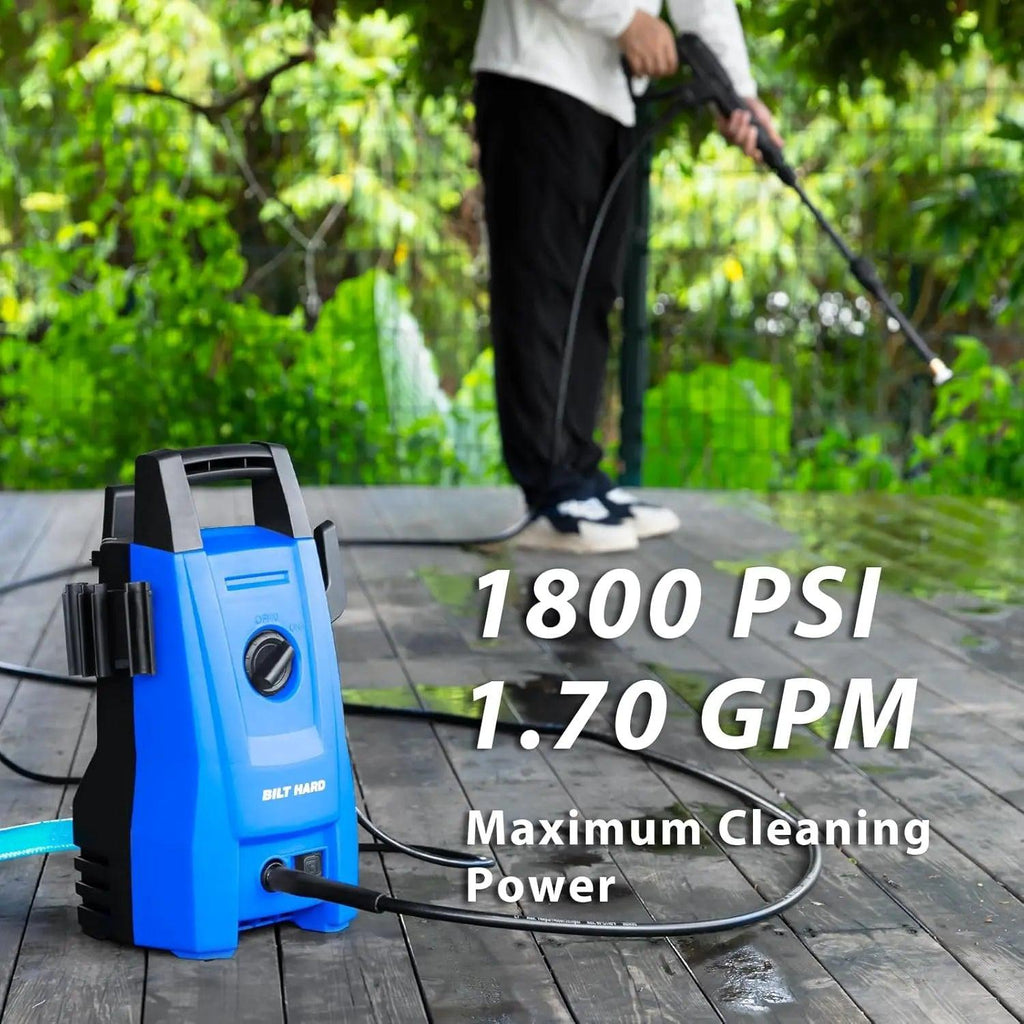 Electric Pressure Washer, 1800 PSI 1.7 GPM Power Washer, Ultra Compact, Lightweight, with 2 Spray Nozzles, 20 Ft Hose, 35 Ft Power Cord, Foam Cannon, for Cleaning Cars, Driveway, Fencing-Pressure Washer-Grease Monkey Garage