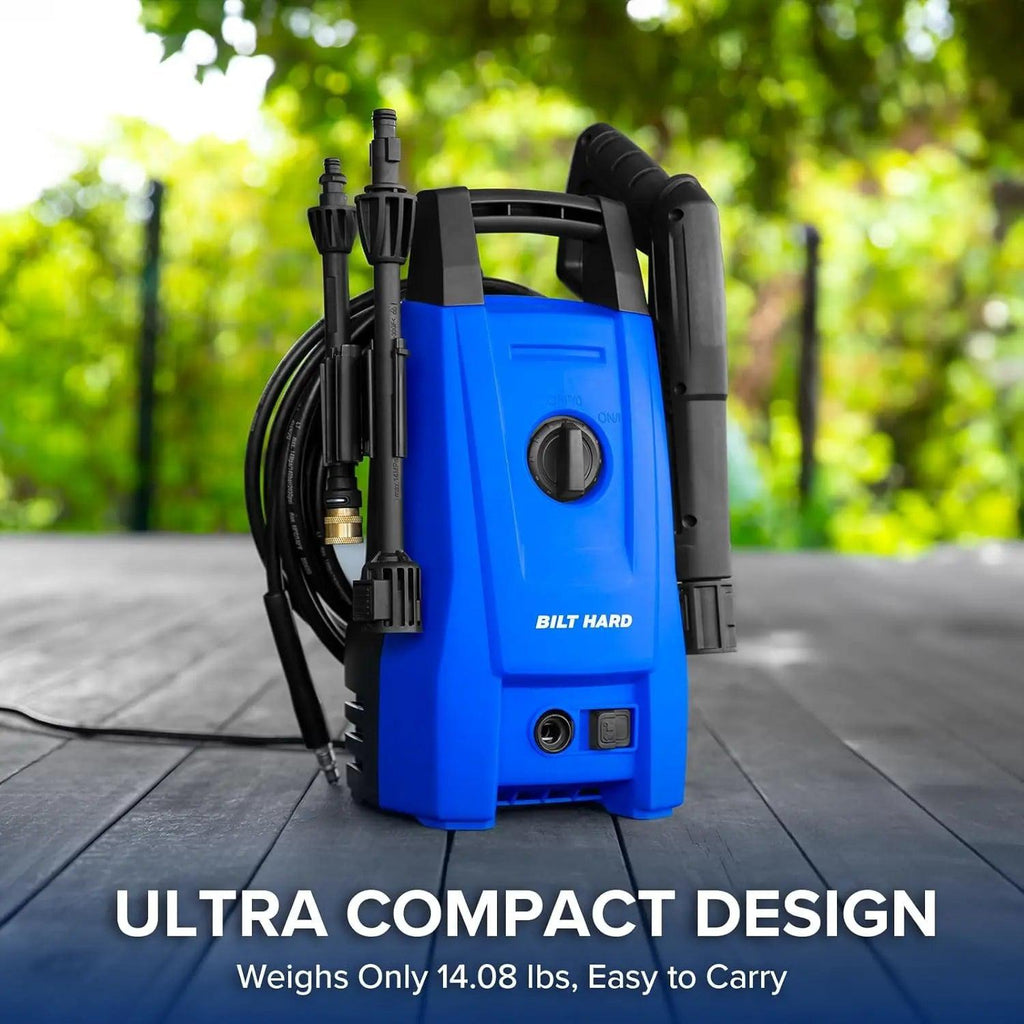 Electric Pressure Washer, 1800 PSI 1.7 GPM Power Washer, Ultra Compact, Lightweight, with 2 Spray Nozzles, 20 Ft Hose, 35 Ft Power Cord, Foam Cannon, for Cleaning Cars, Driveway, Fencing-Pressure Washer-Grease Monkey Garage