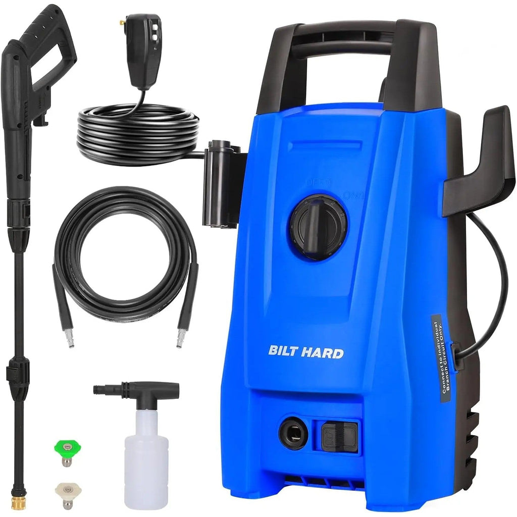 Electric Pressure Washer, 1800 PSI 1.7 GPM Power Washer, Ultra Compact, Lightweight, with 2 Spray Nozzles, 20 Ft Hose, 35 Ft Power Cord, Foam Cannon, for Cleaning Cars, Driveway, Fencing-Pressure Washer-Grease Monkey Garage