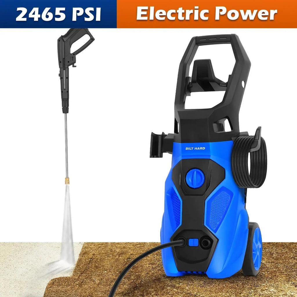 Electric Pressure Washer, 2465 PSI 1.76 GPM Power Washer, 5-Nozzle Set, Built-in Soap Tank, 20 Ft Hose, 35 Ft Power Cord, Stainless Steel Wand, for Cars, Driveway, Home, Patios-Pressure Washer-Grease Monkey Garage