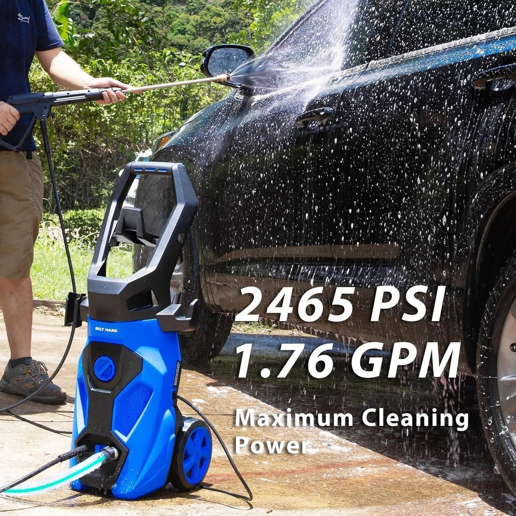 Electric Pressure Washer, 2465 PSI 1.76 GPM Power Washer, 5-Nozzle Set, Built-in Soap Tank, 20 Ft Hose, 35 Ft Power Cord, Stainless Steel Wand, for Cars, Driveway, Home, Patios-Pressure Washer-Grease Monkey Garage