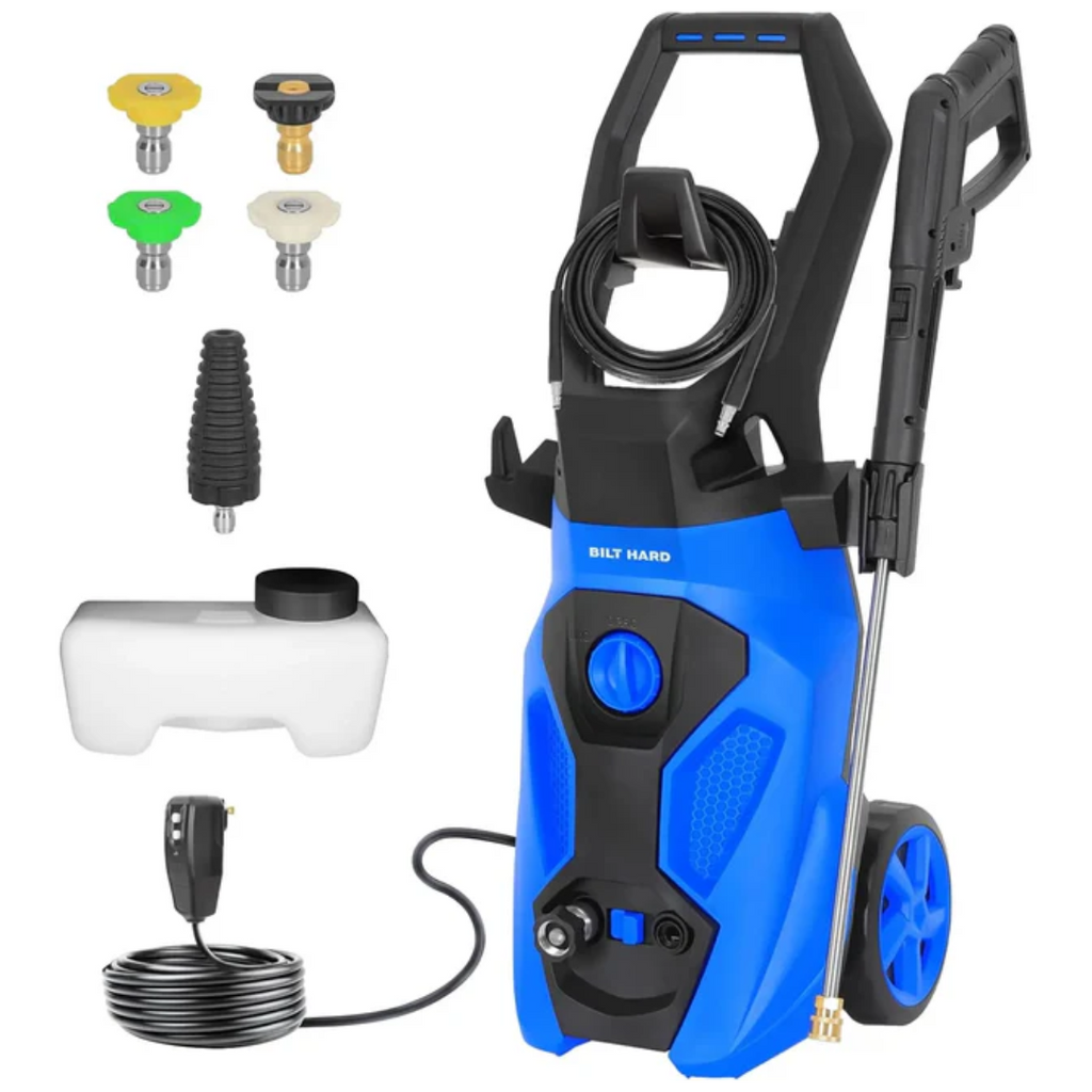 Electric Pressure Washer, 2465 PSI 1.76 GPM Power Washer, 5-Nozzle Set, Built-in Soap Tank, 20 Ft Hose, 35 Ft Power Cord, Stainless Steel Wand, for Cars, Driveway, Home, Patios-Pressure Washer-Grease Monkey Garage