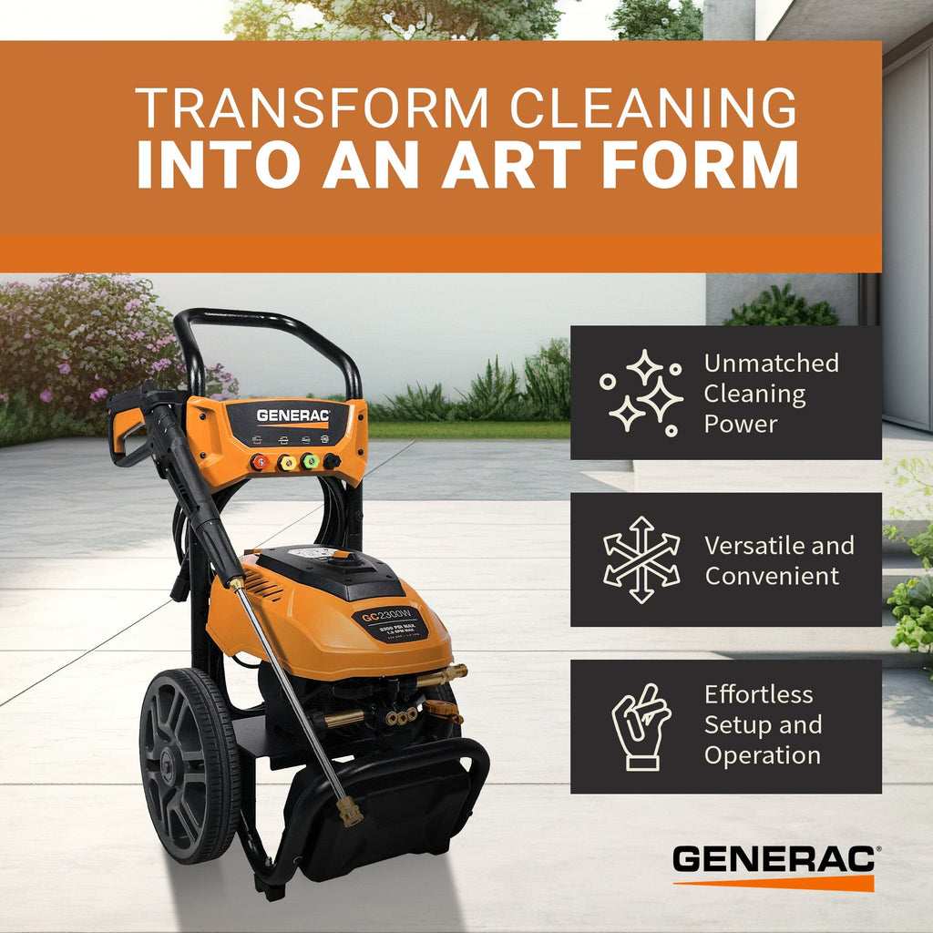 Generac 2300 PSI Electric Pressure Washer w/Auto Stop Switch & Detergent Tank-*Home&Garden | Lawn & Garden | Outdoor Power Equipment | Pressure Washers-Grease Monkey Garage