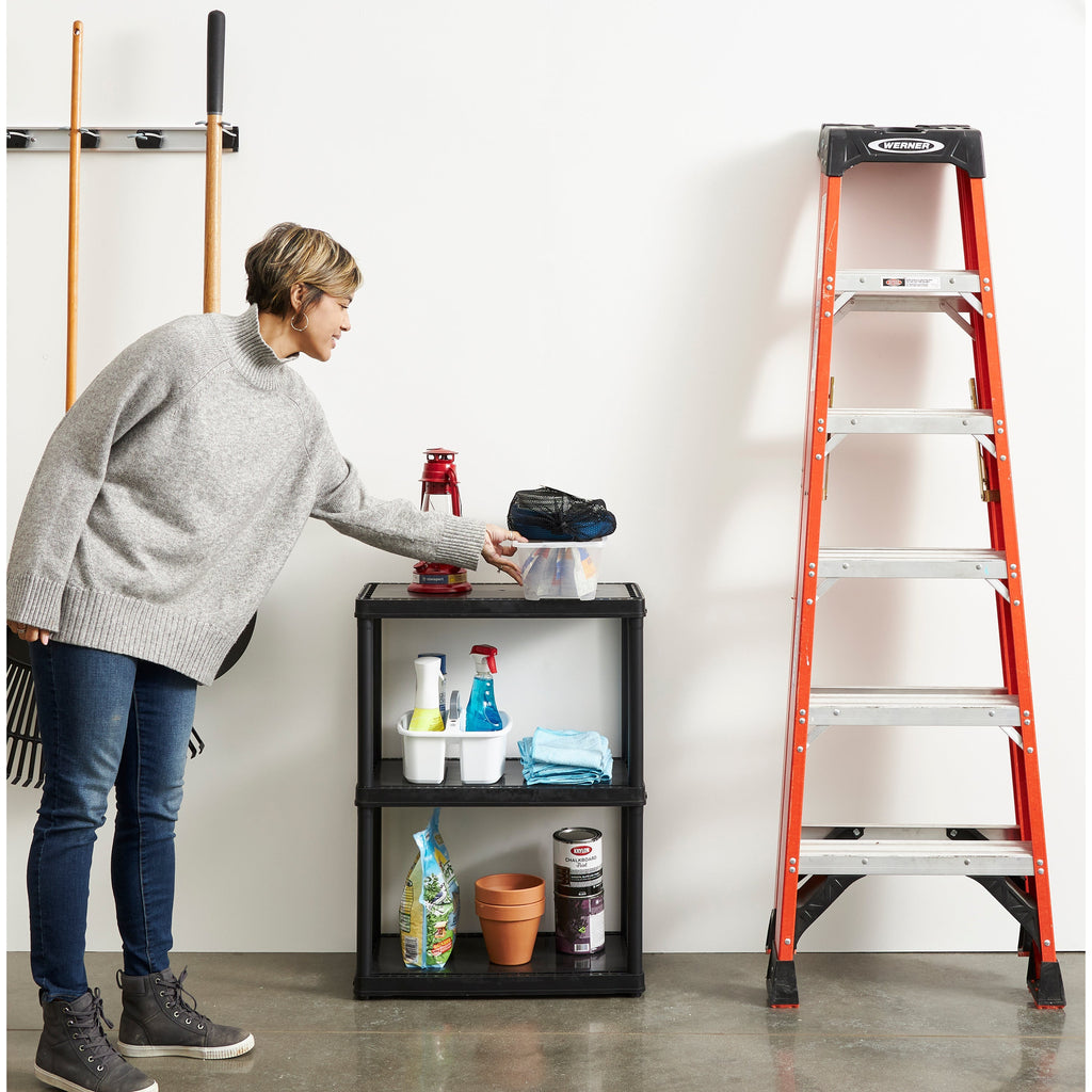 Gracious Living 3 Shelf Fixed Height Light Duty Storage Unit, Black (2 Pack)-Home & Garden | Household Supplies | Storage & Organization | Household Storage Caddies-Grease Monkey Garage