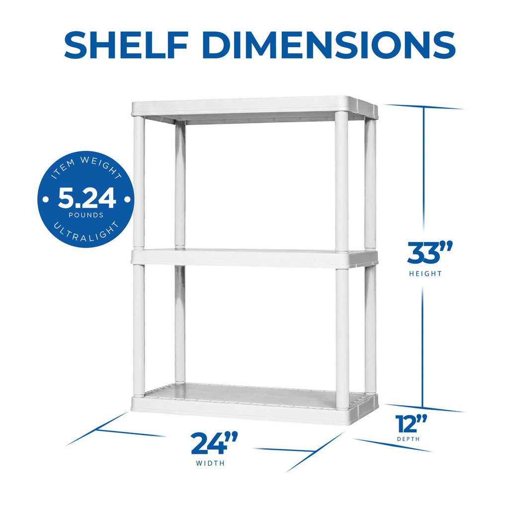 Gracious Living 3 Shelf Fixed Height Light Duty Storage Unit, White (2 Pack)-Home & Garden | Household Supplies | Storage & Organization | Household Storage Caddies-Grease Monkey Garage