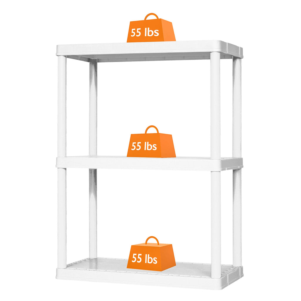 Gracious Living 3 Shelf Fixed Height Light Duty Storage Unit, White (2 Pack)-Home & Garden | Household Supplies | Storage & Organization | Household Storage Caddies-Grease Monkey Garage