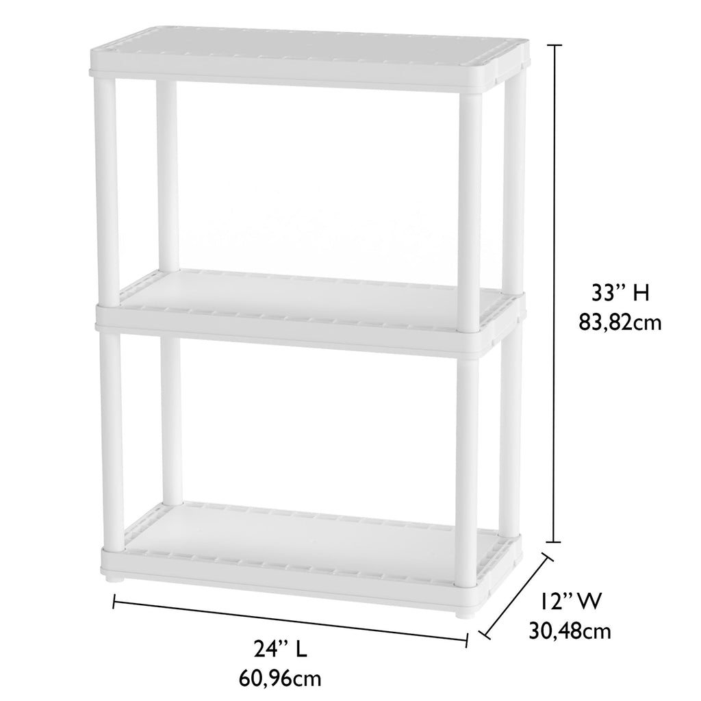 Gracious Living 3 Shelf Fixed Height Light Duty Storage Unit, White (3 Pack)-Home & Garden | Household Supplies | Storage & Organization | Household Storage Caddies-Grease Monkey Garage