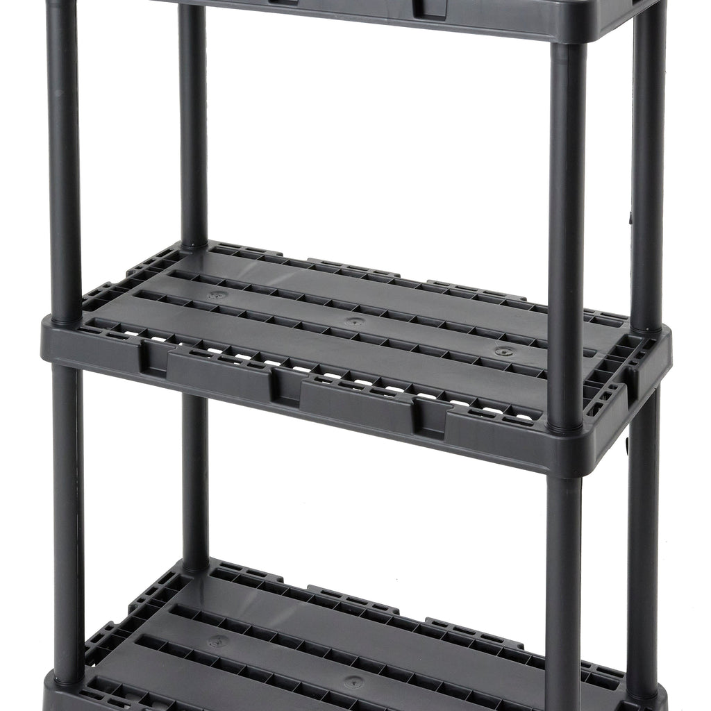 Gracious Living 3 Shelf Knect-A-Shelf Fixed Height Light Duty Storage Unit,Black-Furniture | Shelving | Bookcases & Standing Shelves-Grease Monkey Garage