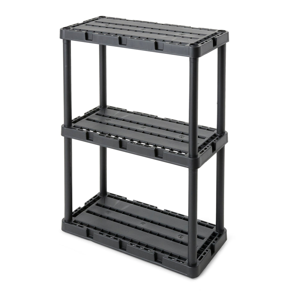 Gracious Living 3 Shelf Knect-A-Shelf Fixed Height Light Duty Storage Unit,Black-Furniture | Shelving | Bookcases & Standing Shelves-Grease Monkey Garage