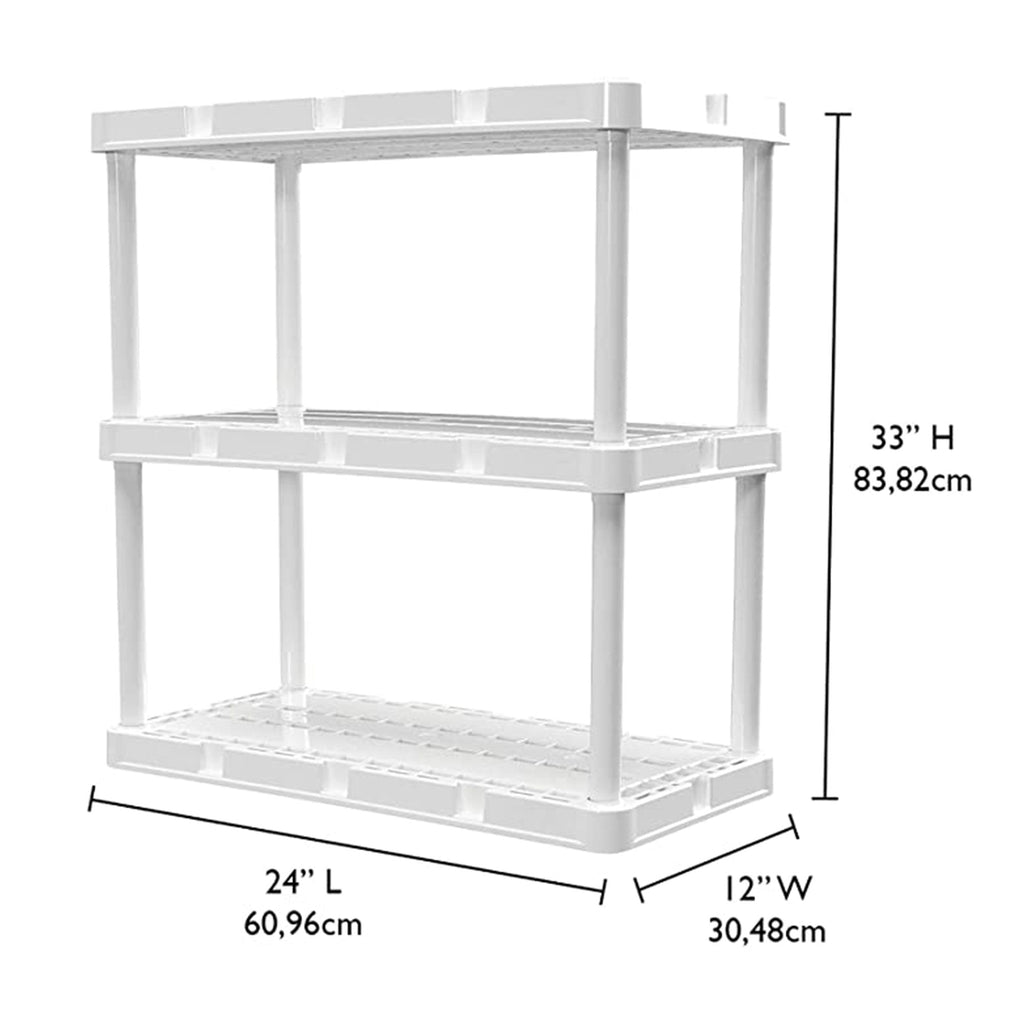 Gracious Living 3 Shelf Knect-A-Shelf Fixed Height Light Duty Storage Unit,White-Home & Garden | Household Supplies | Storage & Organization | Household Storage Caddies-Grease Monkey Garage